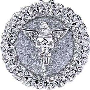 Angel Necklace Diamond Cuban Link Silver Hip Hop